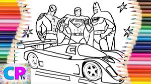 Among us spiderman and batman. Superheroes Super Speed Coloring Pages Porsche 962 And Spiderman Superman Batman Coloring Pages Youtube