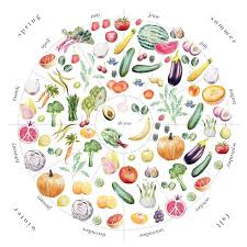 Seasonal Food Art Print Kitchen Decor Wall Art Wall Decor Etsy In Season Produce Food Art Fruit In Season