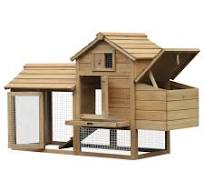 PawHut 59" Small Wooden Chicken coop Hen House Poultry Cage for Outdoor  Backyard with 2 Doors, Nesting Box and Removable Tray, Natural Wood
