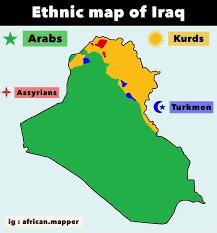 Ethnic map of Iraq 🇮🇶 Arabs : 24 Million Kurds : 8,4 Million Turkmen : 3  Million Assyrians : 0,5 Million #iraq #map #fact #middleeast #asia #iraqi  #kurd #kurdistan #türk #turkmen #assyrian #