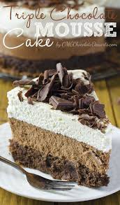 Triple Chocolate Mousse Cake Chocolate Mousse Cake Recipe Desserts Chocolate Desserts
