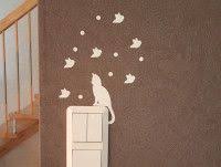 Leuchtfolie Set Mit 45 Teilen Katze Vogel Kreise Dekor Leuchten Wanddekoration