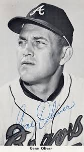 GENE OLIVER ATLANTA BRAVES SIGNED 3X5 POSTACARD W/ COA