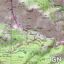 Voies de communication et transports. Carte Ign Au 1 25 000 Pour Gps Pyrenees Orientales