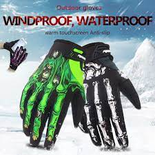 Rigwarl Winter Gloves Skeleton Zombie Bones Design Windproof Waterproof Riding Biking Climbing Motor Gloves Touch Screen Gloves Outdoor Gloves