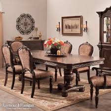 For A Refined Approach To This New Dining Set Shiny Brass Candlesticks And Gold Toned Accent Pieces Enhance The Richness Of The S Home Decor Dinning Room Room