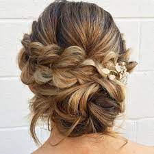 Pull Through Braid With A Low Messy Bun In The Back Updo Hairstyles Messy Updos Weddinghair Wedding Ha Hair Styles Wedding Hair Inspiration Long Hair Styles