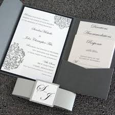 Metallic Pocketfold Wedding Invitation Black And Silver Elegant Scrolls Sample Pocket Fold Wedding Invitations Black Wedding Invitations Black Invitation