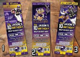 Nfl Minnesota Vikings Birthday Invitation Ticket By Digicards 9 00 Digicards Pinterest