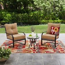 Mainstays Forest Hills 3 Piece Outdoor Metal Chat Set Beige Cushions Walmart Com Patio Decor Patio Furniture Sets Rattan Patio Furniture