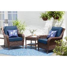 Cambridge Brown Wicker Outdoor Patio Lounge Chair With Standard Midnight Navy Blue Cushions In 2020 Small Patio Furniture Lounge Chair Outdoor Outdoor Bistro Set