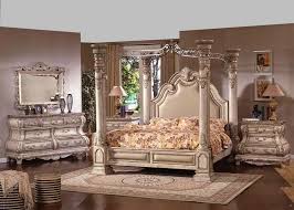 Mc Ferran B9097 5 Pc Princess Anne Monaco Antique White Finish Wood Queen 4 Poster Canopy Bedroom Set Canopy Bedroom Sets Luxury Bedroom Sets Queen Bedroom Furniture