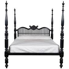 Polished stainless steel framed headboard and footboard with inset capiz shell panel in starburst pattern. Colonial Style Shell Queen Bed In Ebonized Finish For Sale At 1stdibs