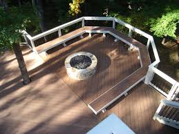 Fire pit on composite deck. Timber Tech Composite Deck With Curved Bench And Fire Pit In Beavercreek Ohio Greene County Archadeck Outdoor Living