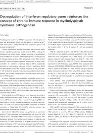 Revisiting the mechanisms of cns immune privilege. Dysregulation Of Interferon Regulatory Genes Reinforces The Concept Of Chronic Immune Response In Myelodysplastic Syndrome Pathogenesis Sousa 2019 Hematological Oncology Wiley Online Library