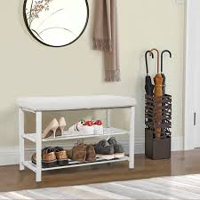 Seating or storage, this upholstered storage bench makes the perfect small space solution or accent to any room. Furniturer Shoe Rack Bench Entryway 2 Tier Shoe Organizer Metal Storage Shelf With Cushion For Boots Modern Stool For Bedroom Living Room Beige Walmart Canada