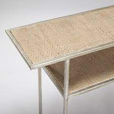 Stock Barden Console Table Aged Silver Rattan 1200 Robert Langford London