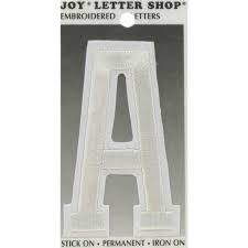 Personalised, wide variety of colours. White A 3 Embroidered Iron On Letter Hobby Lobby 21127