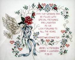 As an artist, sign your name, date and occasion on every cross stitch piece (future generations will. Recently Completed Cross Stitch Projects Wedding Sampler Cross Stitch Wedding Cross Stitch Patterns Wedding Cross Stitch