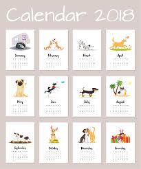 2018 Calendar With Cute Dogs Planner Calendar Printables Calendar Design Kids Calendar