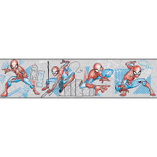 Pink & grey childrens wallpaper bordera delightful kids wallpaper border featuring a menagerie of illustrated jungle animals including a friendly crocodile, a playful planes border blue and red. York Wallcoverings Spider Man Fracture 15 L X 9 W Wallpaper Border Wayfair