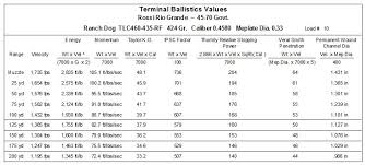 61 Punctual 4570 Ballistics Chart