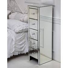 Tall Venetian Mirrored Glass Bedside Table With Five Drawers And Glass Handles Bedside Table Glass Bedside Table Mirror Bedside Table