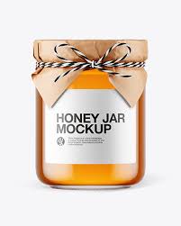 Use smart object to insert label design 2. Glass Honey Jar With Paper Cap Mockup In Jar Mockups On Yellow Images Object Mockups