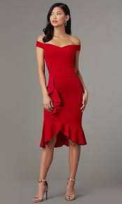 Knee Length Red Off Shoulder Wedding Guest Dress Red Wedding Guest Dresses Wedding Guest Dress Guest Dresses