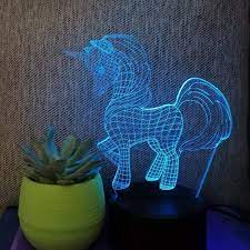 Night Light Lovely Beautiful Horse Flying Horse 3D Led Night Light  Beautiful Horse Flying Horse Io Party Cartoon Table Lamp 7 Color Change  Sleep Lighting Home Decor Horse Lamp Home decoration: Buy