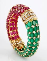 Rubies Work Rubies Emeralds And Gold Bracelet Stone Bangle Ruby Bracelet Emerald Bracelet