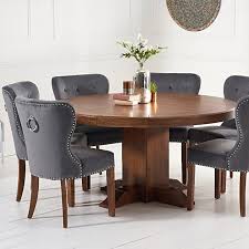 Hay design möbel und accessoires. Turin 150cm Dark Oak Pedestal Dining Table 6 Grey Velvet Oak Leg Dining Chairs Set The Furniture Mega Store