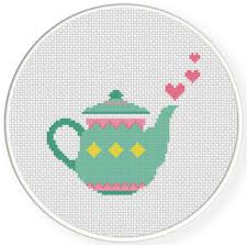 This color design features a wonderful collection of delicate china teapots, with the most varied and attractive designs and shapes. Pretty Teapot Cross Stitch Pattern Daily Cross Stitch