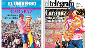 Carapaz es el primer corredor de la historia de ecuador, y el segundo sudamericano tras su compañero de equipo nairo quintana, en ganar el giro. The World Press Surrenders To Carapaz After Winning The Giro