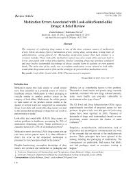 Look alike sound alike (lasa). Pdf Medication Errors Associated With Look Alike Sound Alike Drugs A Brief Review