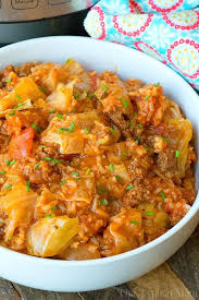 Instant pot hamburgers served with lettuce, tomatoes, cheese, bacon, and bbq sauce. Instant Pot Stuffed Cabbage Casserole The Typical Mom