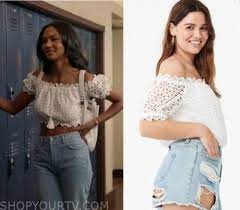 Check spelling or type a new query. All American Season 2 Episode 1 Layla S White Crochet Off The Shoulder Top Shop Your Tv