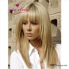 Top Quality Medium Blonde Wig 8a China Virgin Human Hair Full Lace Lace Front Straight Wig 130 Dens Blonde Hair With Bangs Medium Hair Styles Long Hair Styles