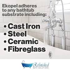 Professionals typically use hydrofluoric acid to do this, and then they rinse and sand the tub. Buy Ekopel 2k Bathtub Refinishing Kit Odorless Diy Sink And Tub Reglazing Kit 20x Thicker Than Other Refinishing Kits No Peel Pour On Tub Coating Bright Gloss Tub Coating