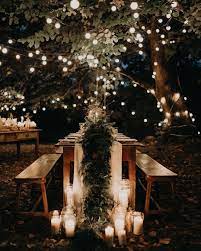 Yassss You Can Make This Happen Outdoorweddingreception Under The Trees With Lots Of Candles Outdoor Evening Wedding Wedding Lights Lights Wedding Decor