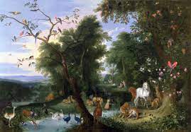 Original sin adam and eve in the garden of eden late c19th stock. Jan Van Kessel The Garden Of Eden 1659 Art Print Canvas On Stretcher