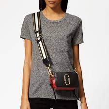 Long adjustable leather shoulder strap. Marc Jacobs Women S Snapshot Cross Body Bag Black Red Black And Red Marc Jacobs Crossbody Bag