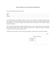 Surat pernyataan keabsahan dan kebenaran dokumen. Surat Pernyataan Keaslian Dokumen