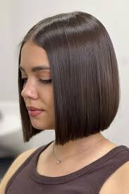 Glossy Espresso Brown Blunt Bob with Centre Part Ultra Sleek