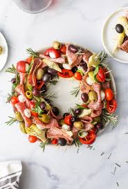 Festive Christmas Wreath Antipasto Skewers With Peppered Salami Mozzarella B Christmas Recipes Appetizers Make Ahead Christmas Appetizers Christmas Appetizers