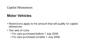 The purpose of capital allowance is to give a relief for wear and tear of fixed assets for business. Introduction Capital Allowances Depreciation Specifically Disallowed Ppt Download
