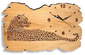 Leopar Saat Ahsap Yakma Desenler Saatler