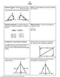 Ab = xz (hypotenuse) reason: Geometry Worksheet Hypotenuse Leg By My Math Universe Tpt