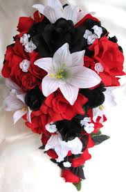 Red And Black Bouquet Red Bouquet Wedding Wedding Bridal Bouquets Black Wedding Decorations