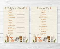 Maybe you would like to learn more about one of these? Woodland Forest Animal Baby Word Scramble Baby Shower Game Fox Deer Bear Instant Download Baby Words Baby Word Scramble Coral Baby Showers